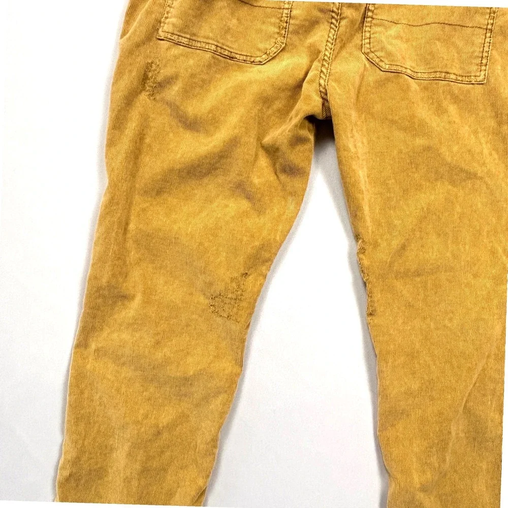 Free People Corduroy Overalls Womens 29 Straight Leg Distressed Mustard Yellow